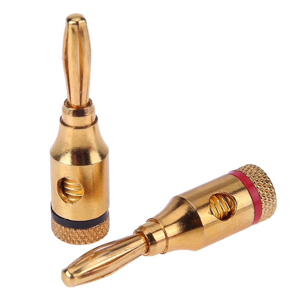 2pcs Mini Gold-plated Plugs Musical Audio Speaker Cable Wire Connectors Gadget