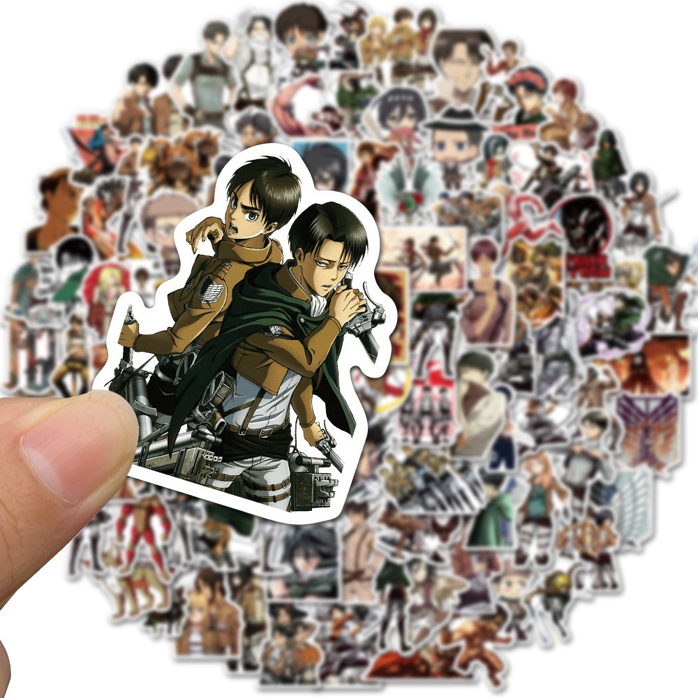 Set 100 Miếng Dán Phong Cách Phim Attack On Titan Trang Trí Đa Năng