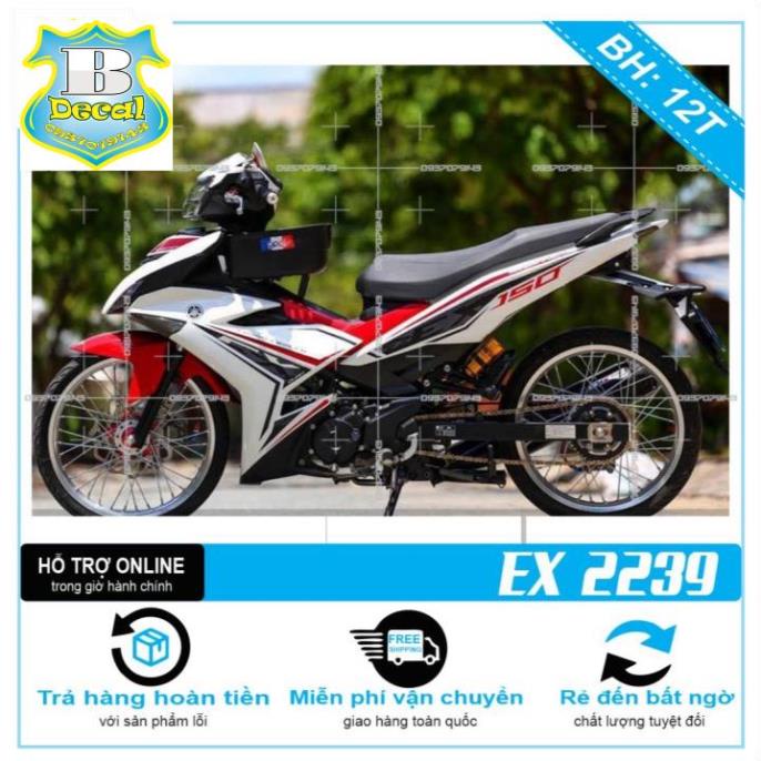 ( Quí khách vui lòng mang ra tiệm cho thợ dán ) Tem EX 150 TRẮNG ĐỎ 2239 [Bi Decal]