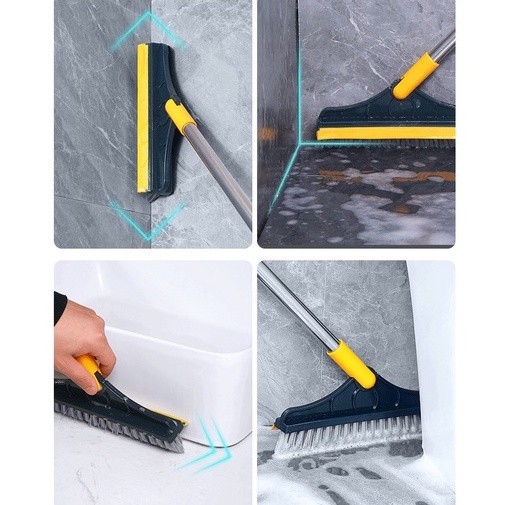 Chổi Cọ Nhà Tắm, Cọ Sàn, Gạt Kính Cán Dài 2 In 1 Siêu Đa Năng - Cây Cọ Sàn Nhà Tắm Xoay 120 Độ Dọn Sạch Mọi Góc Bẩn Nhà