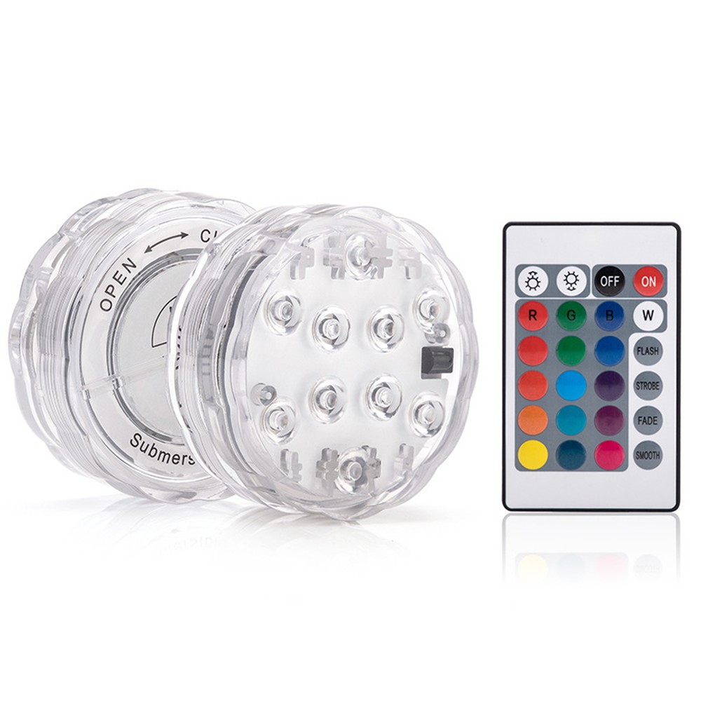 Đèn led trang trí dưới nước – Đèn núm lặn thông minh 16 màu điều khiển bằng remote có chân hút