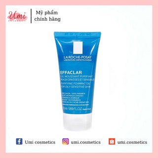 Gel rửa mặt tạo bọt làm sạch dành cho da dầu nhạy cảm La Roche-Posay Effaclar Foaming Gel 50ml