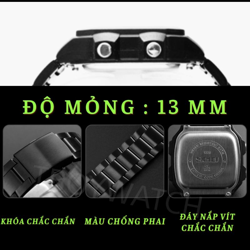 Đồng hồ nam SKMEI S135 chính hãng điện tử thể thao - Phong cách thời trang Ae1200 màu đen, trắng, vàng D8