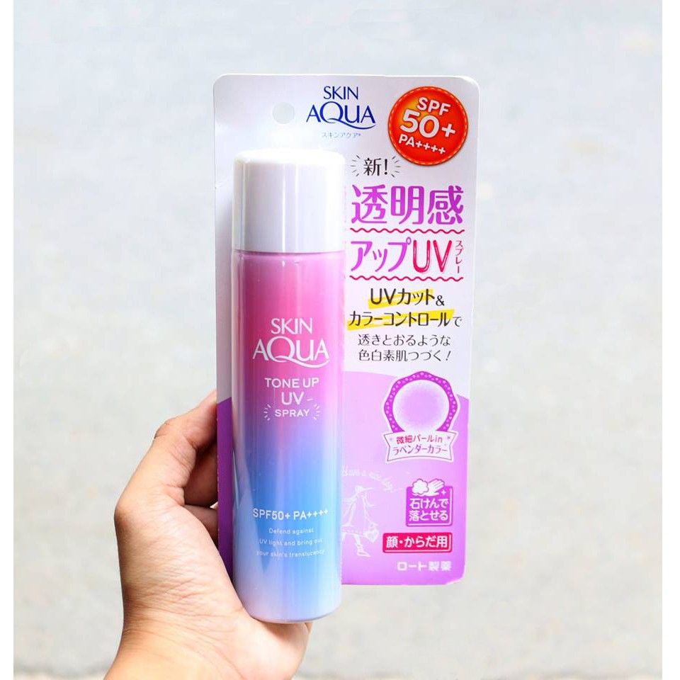 Xịt chống nắng Skin Aqua Tone Up UV Essence Lavender SPF50+/PA++++ (70g)