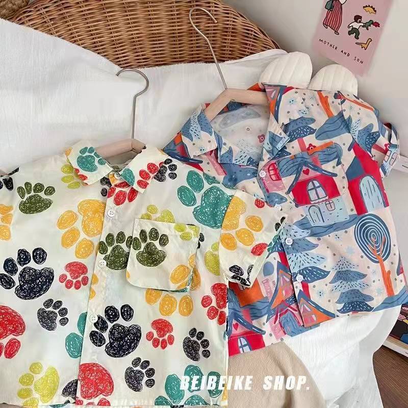 Áo Sơ Mi Mỏng Mùa Hè Tay Cộc Thoải Mái Phong Cách Mori Phương Tây Dễ Phối Đồ Cho Bé Trai