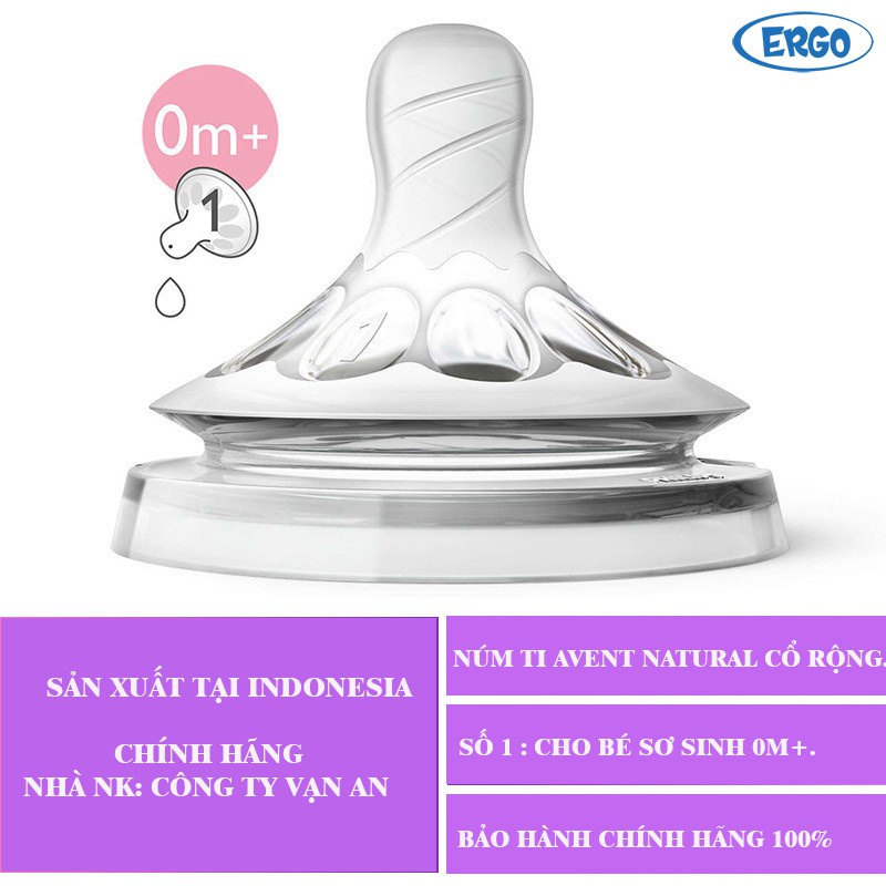 NÚM TI AVENT NATURAL CỔ RỘNG DÀNH CHO BÉ ĐỦ SIZE CHÍNH HÃNG VẠN AN