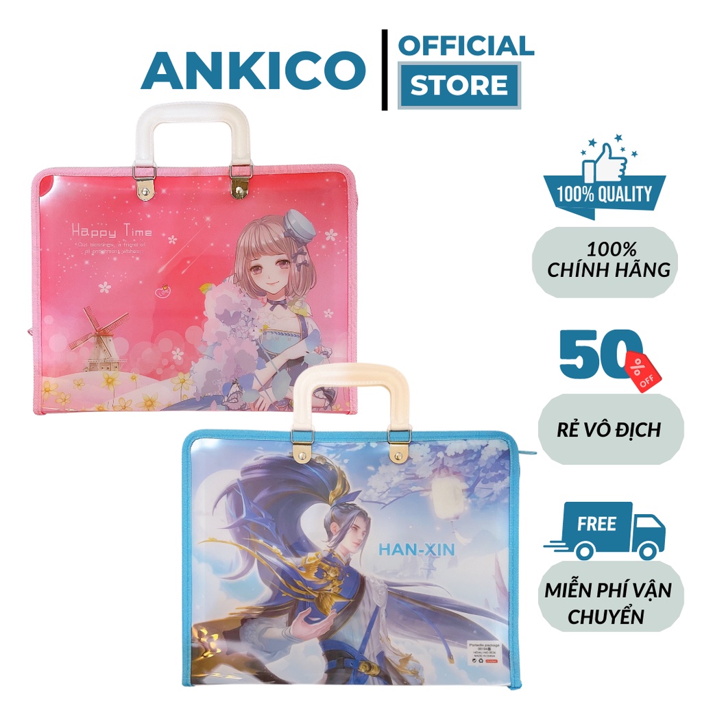 Cặp nhựa học sinh 7 ngăn loại dày đẹp, đựng được tập vở vẽ khổ A4, cặp học thêm No.LLB-20-01-16 ANKICO