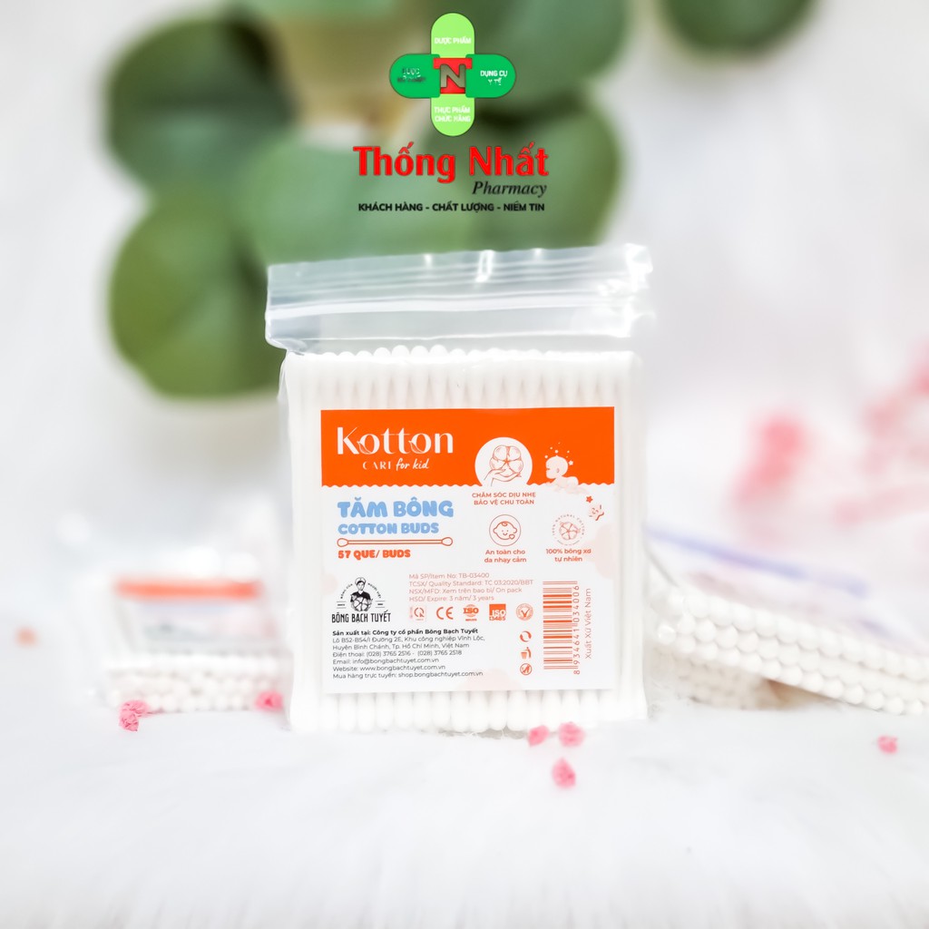 Tăm Bông Ngoáy Tai Cotton Bạch Tuyết Loại Tốt Đầu To, Nhỏ Cho Bé Sơ Sinh và Người Lớn