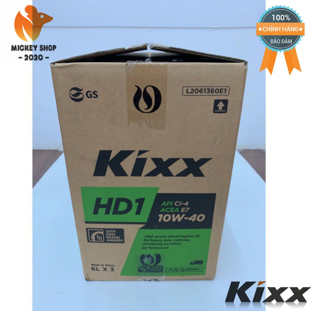 [ CAO CẤP ] Dầu nhớt động cơ diesel hiệu suất cao tổng hợp Kixx HD1 10W-40 API CI-4/SL 10W-40  6L-Thùng Nhựa