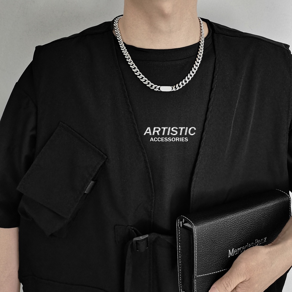 Vòng cổ thép titan thiết kế đơn giản phong cách hip hop cho nam và nữ