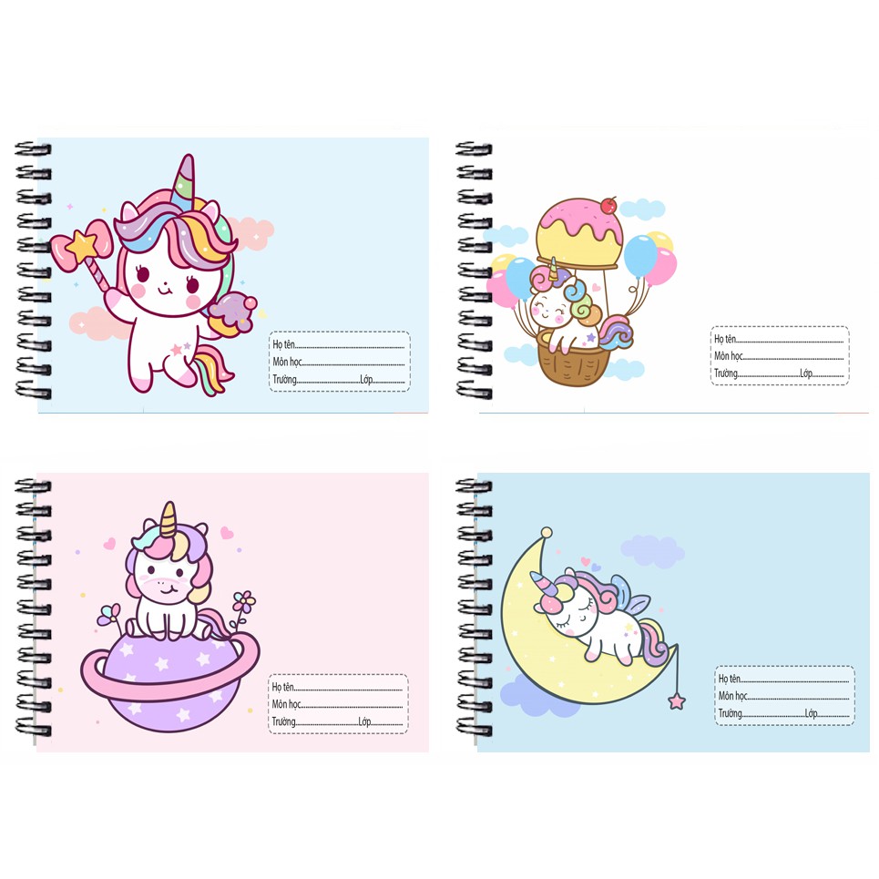 Vở vẽ ngựa thần lò xo A5 VV5I26 20 tờ thần tượng kpop unicorn hoạt hình cute dễ thương