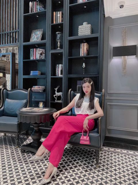 Quần dài ống suông phủ gót thêm màu