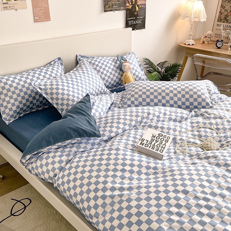 Chăn Ga Gối Đệm ❤️ cotton poly đủ size đệm họa tiết kẻ nhập khẩu phong cách Hàn Quốc Mượt Decor