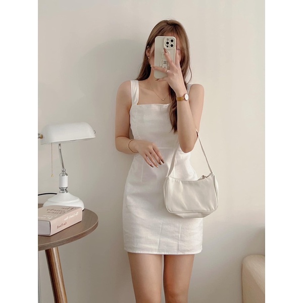 Váy 2 dây ulzzang dáng ngắn chất lien đũi co giãn chun sau siêu hack dáng phong cách Hàn Quốc (TTA125)