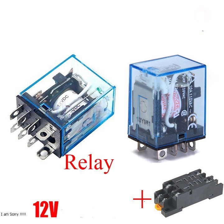 RƠ LE TRUNG GIAN 8 CHÂN 10A LY2NJ 12VDC,24VDC,220VAC,ĐẾ 8 CHÂN