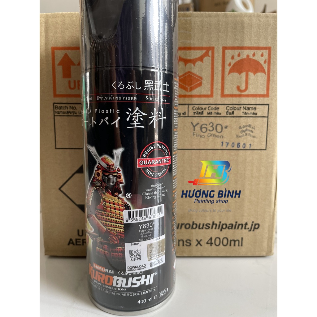 Sơn xịt SAMURAI Y630 - màu Xanh Lá Fino (cần sơn trên nền màu Bạc) (400ml)