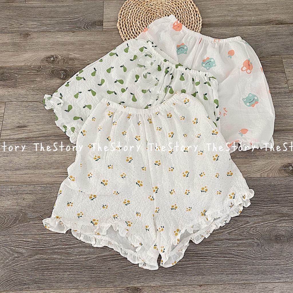 [STR] [ẢNH THẬT SHOP CHỤP] Bộ đồ ngủ cổ vest vải đũi loại ngắn tay S598