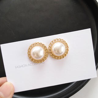 Khuyên tai đính ngọc trai trắng xinh xắn thời trang cho bé gái 0509-6