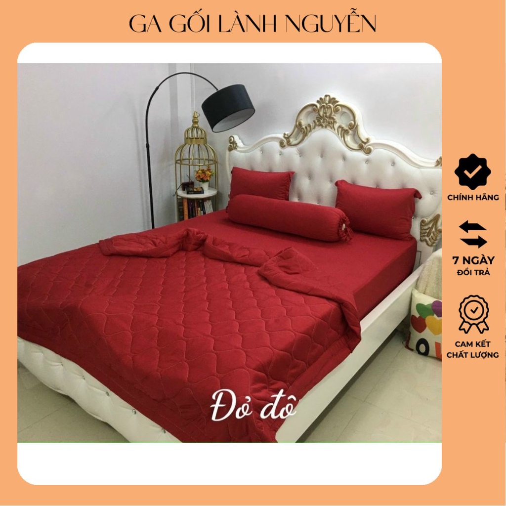 Bộ ga gối thun lạnh Hàn Quốc nhiều màu trơn tông đỏ cam hồng - LanhNguyenShop
