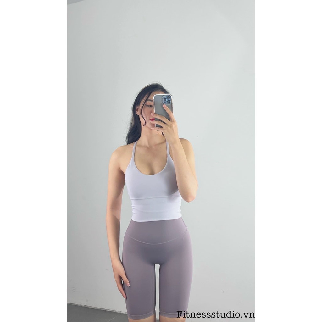 Áo Bra 2 dây chéo lưng Yoga Nữ Fitness Studio Poly02-A1, Áo Tập Lululemon, Chất Vải Thun Poly Thun Mịn Mát Co Giãn Tốt