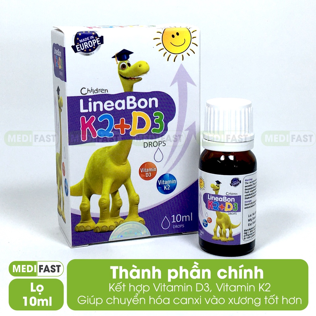 Lineabon bổ sung K2 và D3 - giúp hấp thụ canxi hiệu quả - giúp xương chắc khỏe, trẻ cao lớn - có tem tích điểm đổi quà