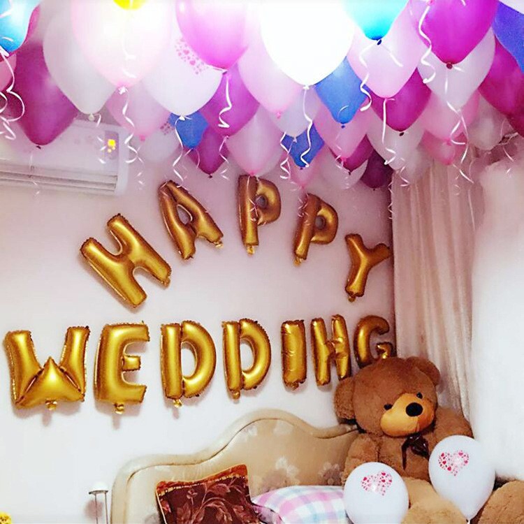 Bộ 12 bóng chữ HAPPY WEDDING trang trí tiệc cưới