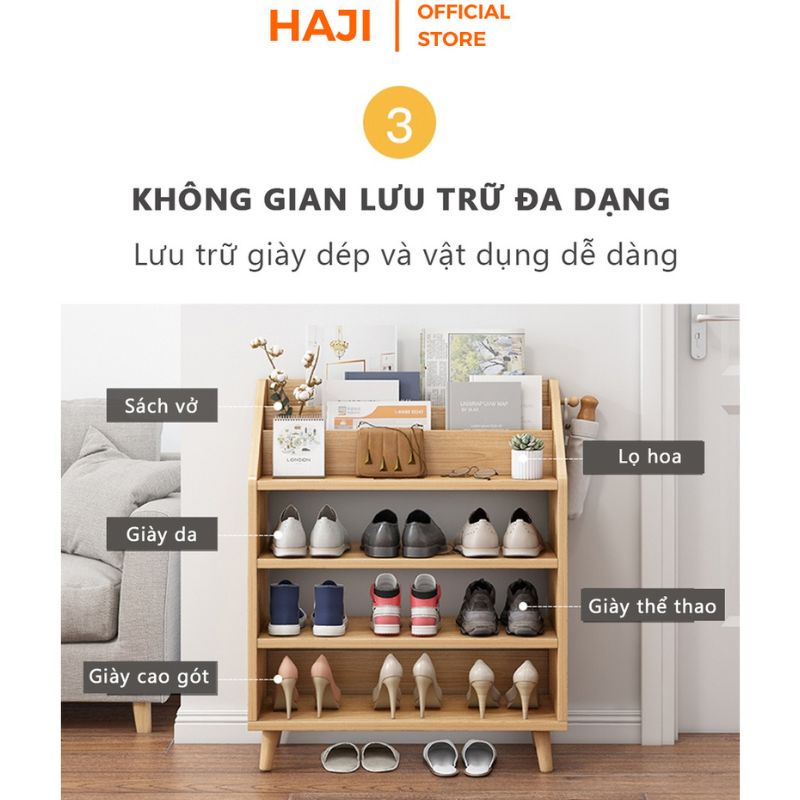 Tủ giày gỗ HAJI thoáng khí chống ẩm sức chứa 22 đôi giày không làm mất form A160