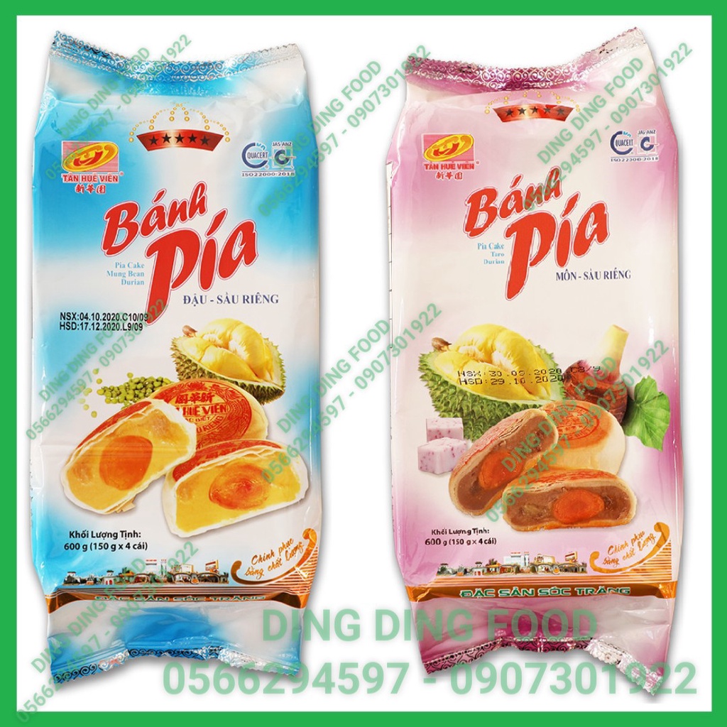 [COMBO 10 TÚI] Bánh Pía Đậu Xanh Sầu Riêng Trứng 5 Sao 600g [1 TÚI 4 BÁNH] Tân Huê Viên| Khoai Môn - DING DING FOOD