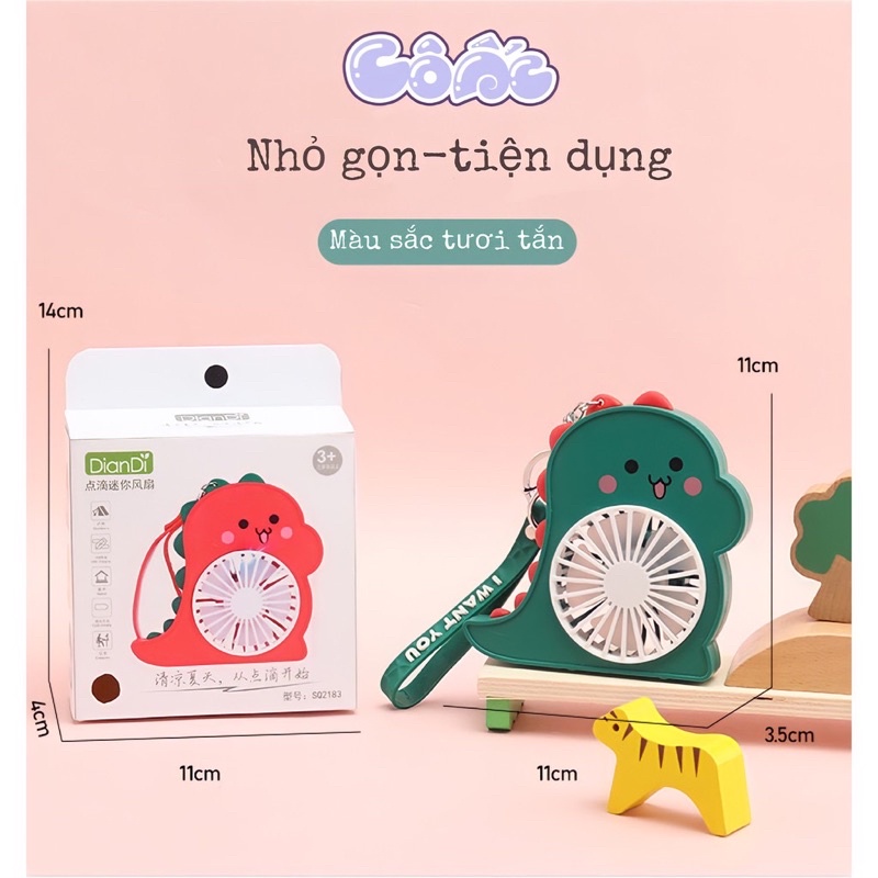 Quạt cầm tay mini kute khủng long chuối sầu riêng
