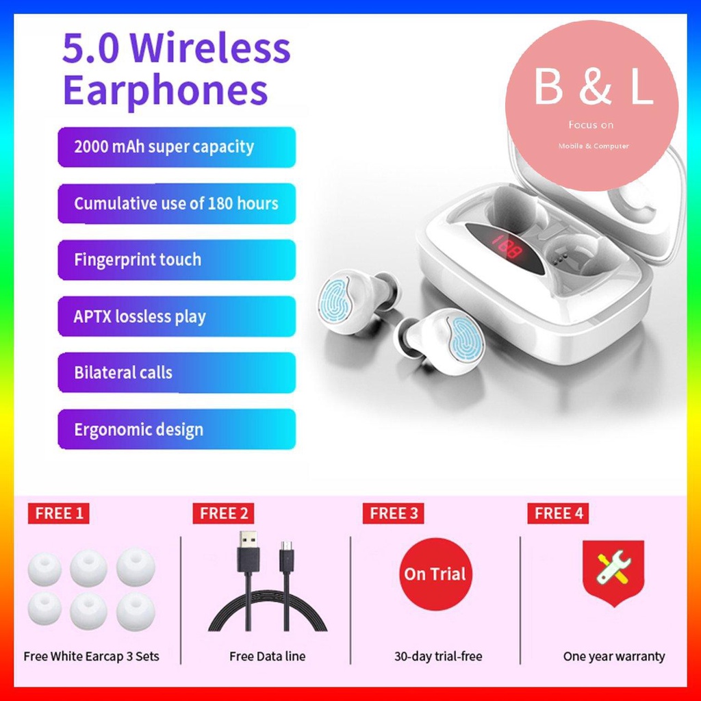 [BL]X29 5.0 BT Earphones Fashion Gradient Touch Wireless Earphone 6D Stereo