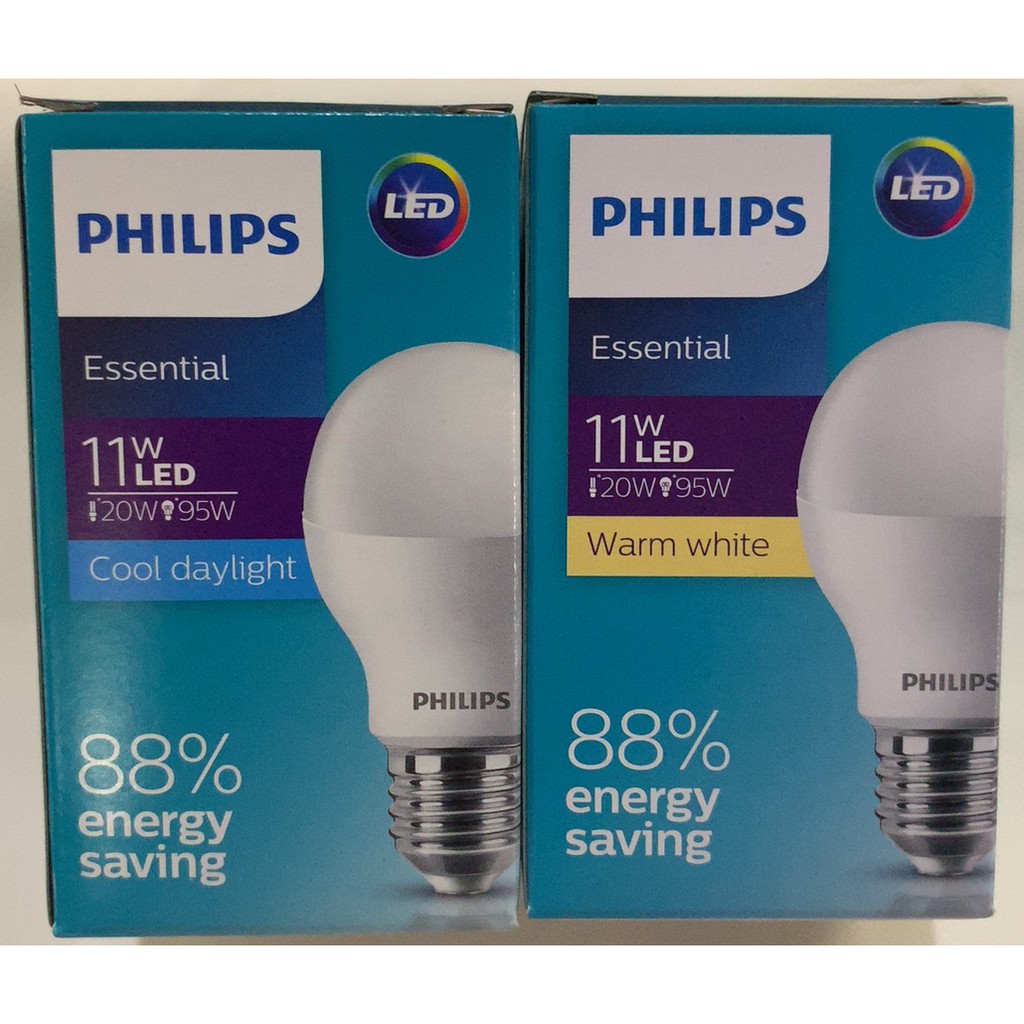 Bóng đèn Philips LED Essential 11W E27 A60 - Ánh sáng trắng / Ánh sáng vàng