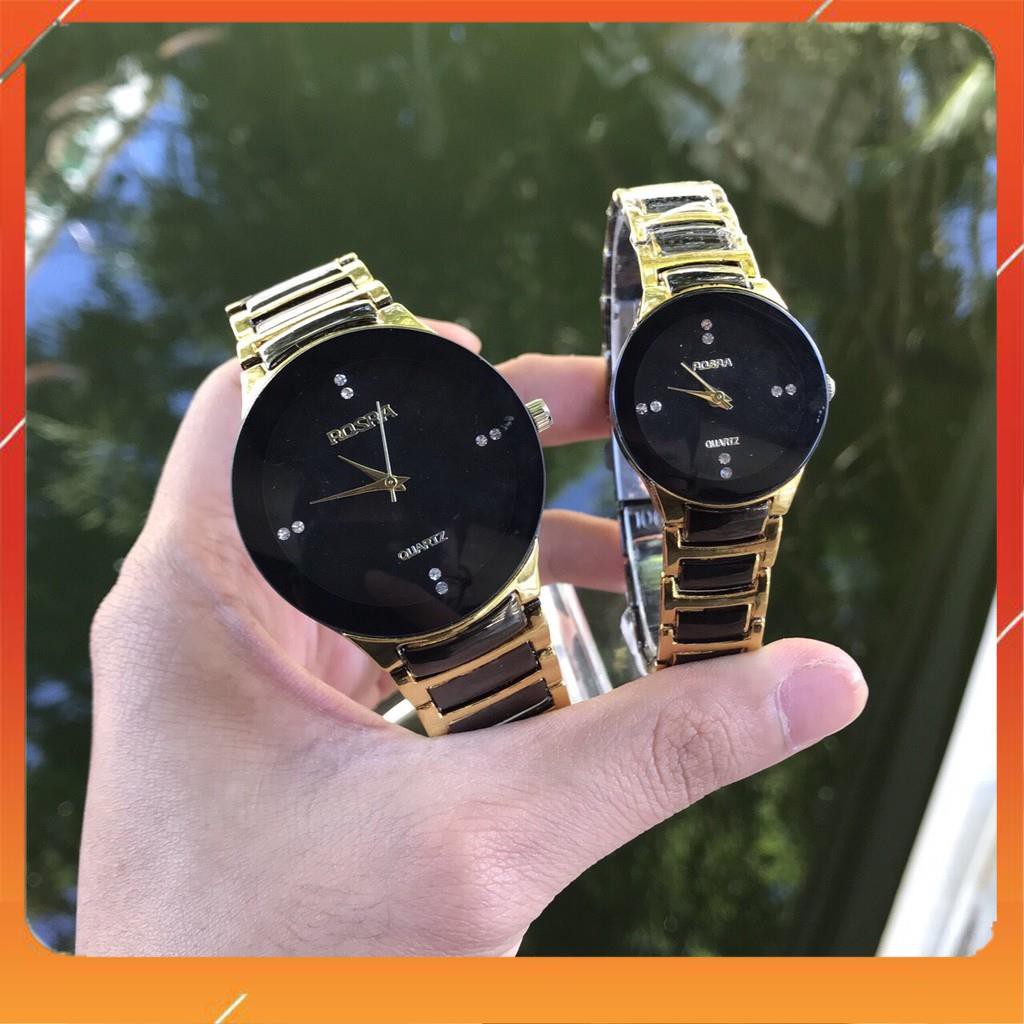 [ROYAL] (Giá sỉ) Đồng hồ thời trang nam nữ ROSRA V770 dây màu vàng cực hot