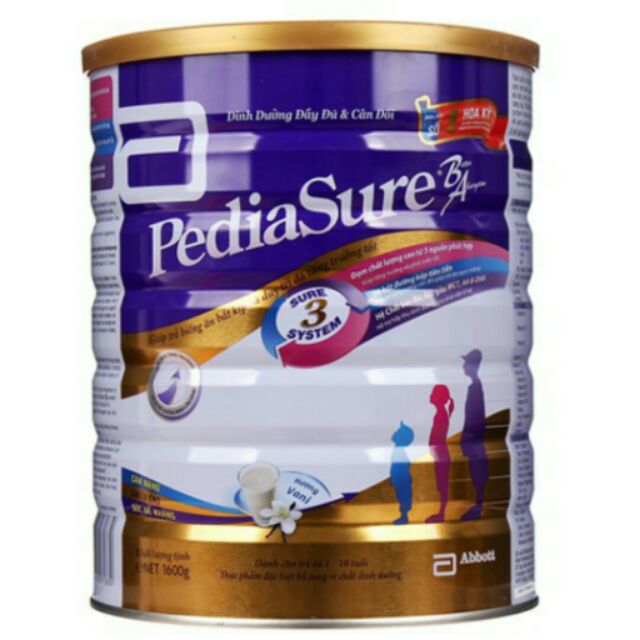 SỮA ABBOTT PEDIASURE BA 1.6kg kg (1 - 10 TUỔI) dành cho trẻ biếng ăn, suy dinh dưỡng