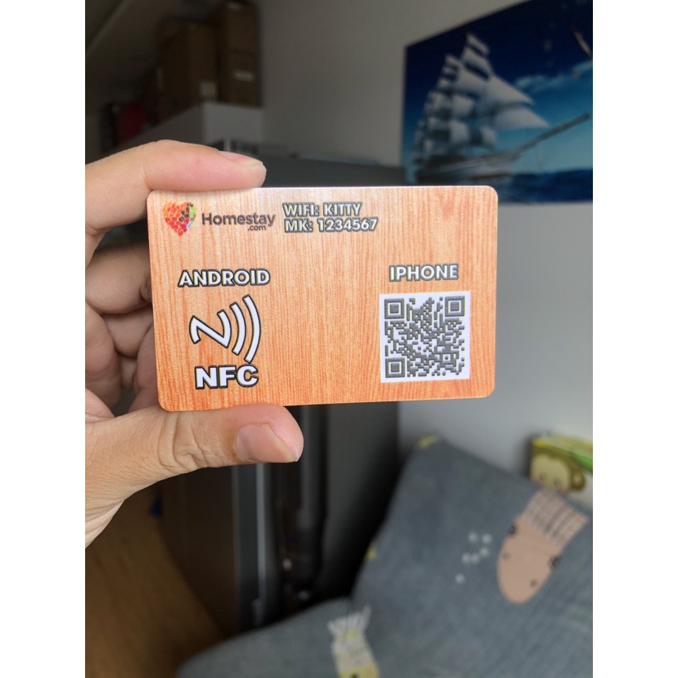 Thẻ thông tin kết nối Wifi 1 chạm NFC - In logo theo yêu cầu miễn phí