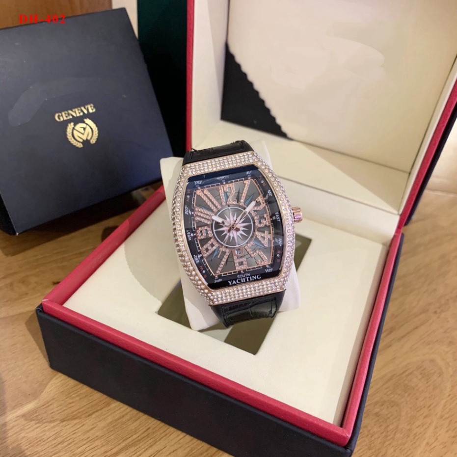 Đồng Hồ Nam Đeo Tay Franck Muller, Đồng Hồ Nam Đẹp Mặt Vuông Đính Đá Cao Cấp Chống Nước Mẫu Hót 2022