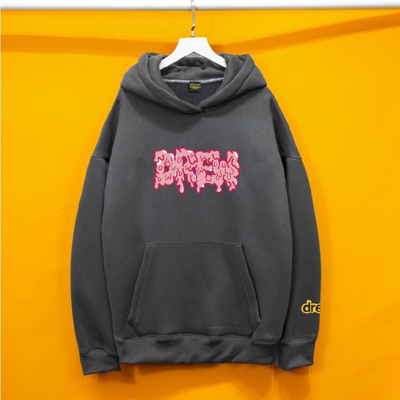 Áo hoodie in chữ Drew màu hồng tan chảy dành cho cả nam và nữ