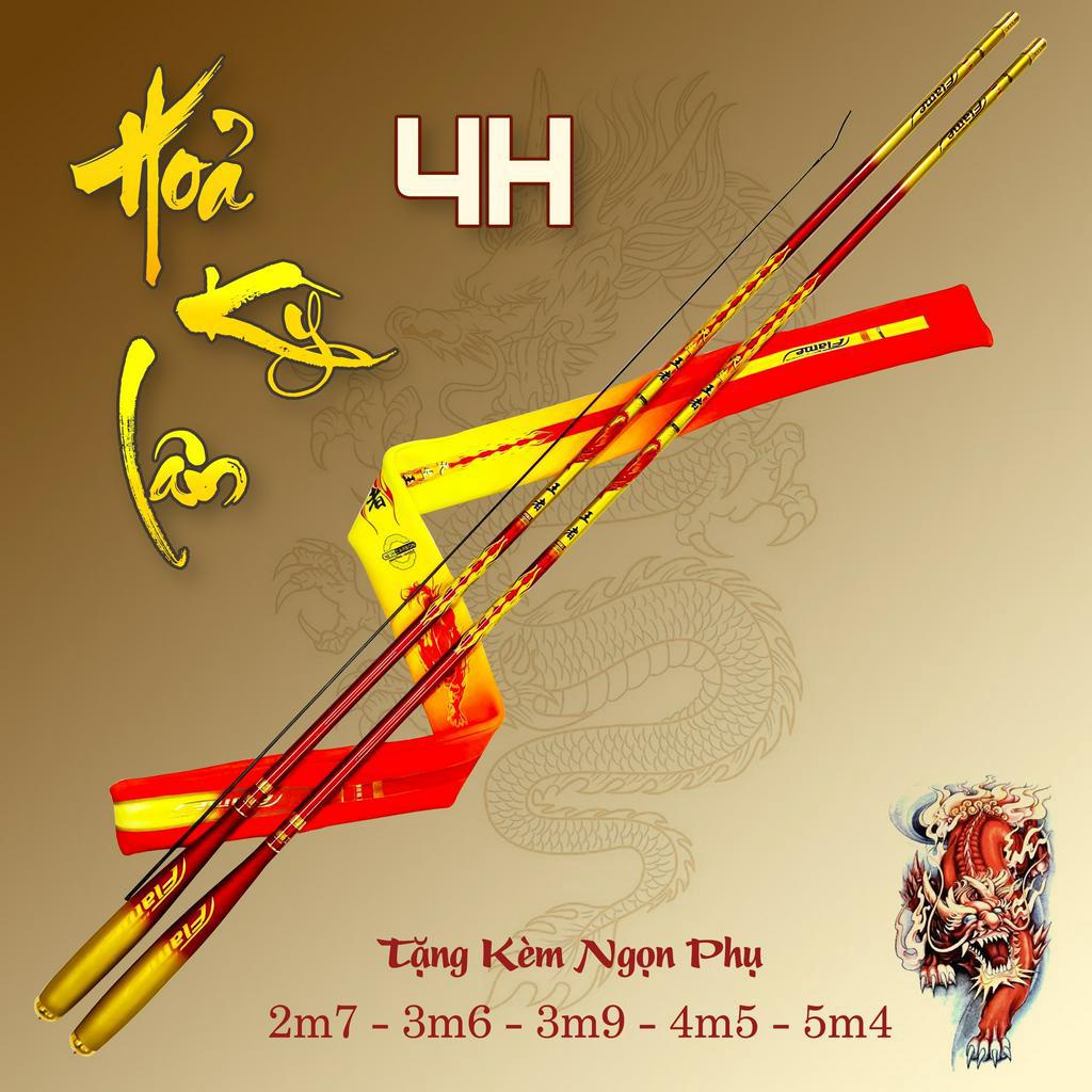 Cần Câu Tay Đơn Đài Cao Cấp Hoả Kỳ Lân 4H 2023 - Chất liệu cacbon siêu khỏe -2m7-3m6-3m9-4m5-5m4