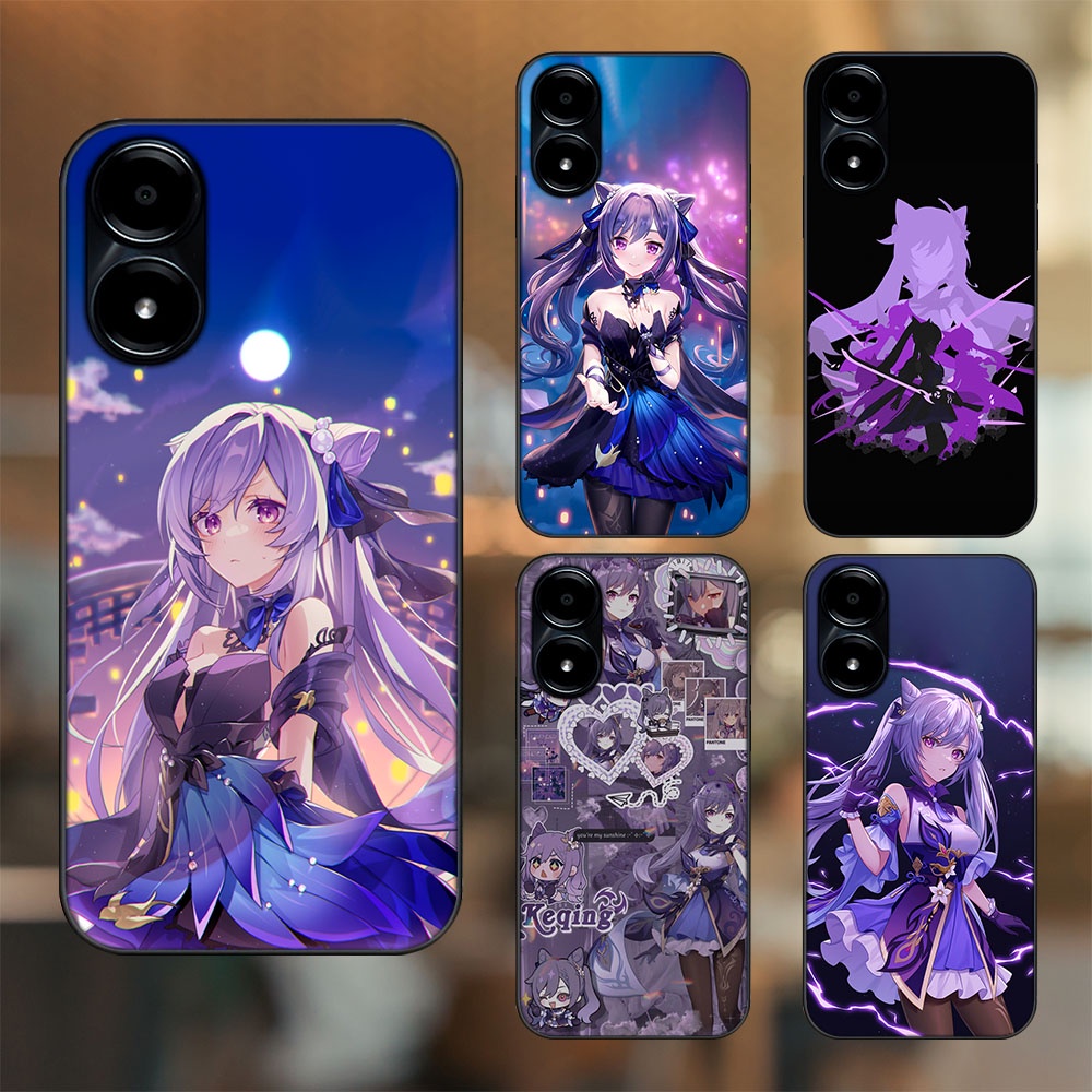 Ốp lưng Vivo Y02s viền đen in hình Keqing Genshin Impact