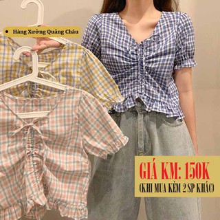 [SẴN] Áo croptop kiểu sơ mi nữ ngắn tay Ulzzang Quảng Châu ASC2