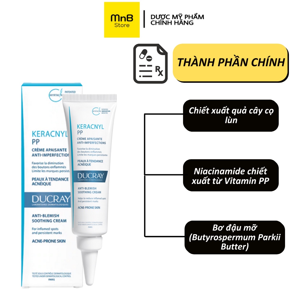 Kem giảm mụn Ducray Keracnyl PP anti blemish soothing cream 30ml