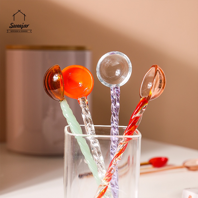 Sweejar 1 Muỗng Khuấy Cà Phê Bằng Thủy Tinh Có Tay Cầm Dài