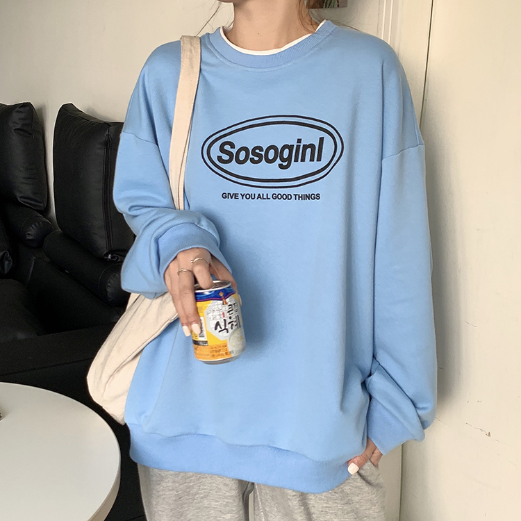 Áo sweater phong cách Hàn Quốc họa tiết chữ trẻ trung xinh xắn cho nữ