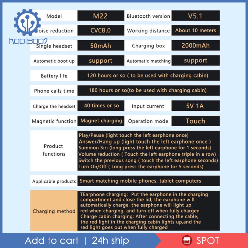 ✨Hàng sẵn sàng✨M22 Wireless Bluetooth 5.1 Headset Sweatproof Headset For Gym Work Sport