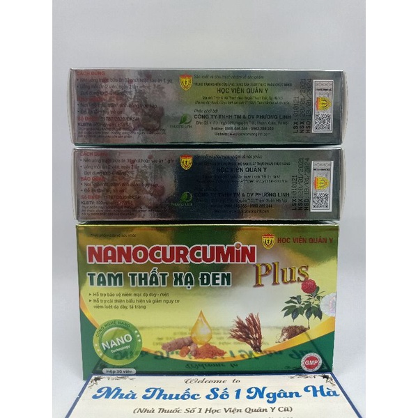 [Chính Hãng] Nano Curcumin Tam thất Xạ Đen Plus  Học Viện Quân Y hộp 30 viên