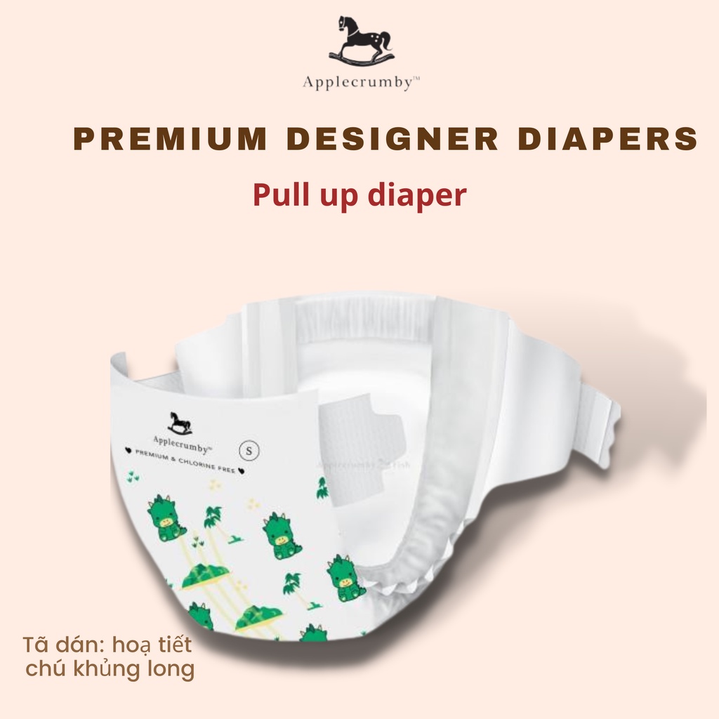 [Dùng thử] Tã/bỉm dán/quần đêm Applecrumby Overnights/Designer Tape/Pull up Diapers S1/M1/L1/XL1/XXL1