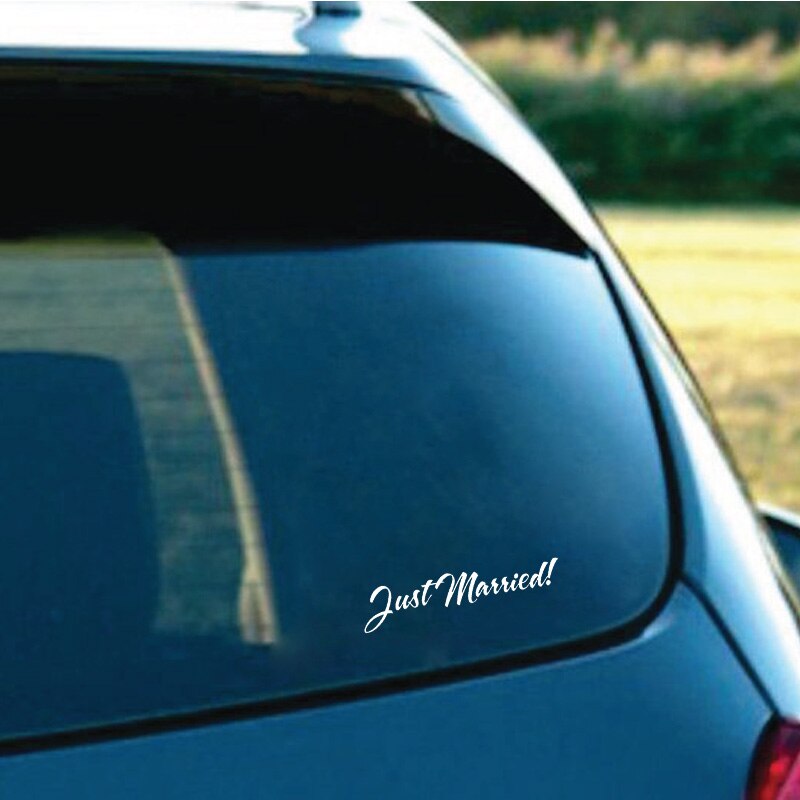 Decal Dán Xe Hơi In Chữ Just Married Thời Trang 17cmx3.9cm