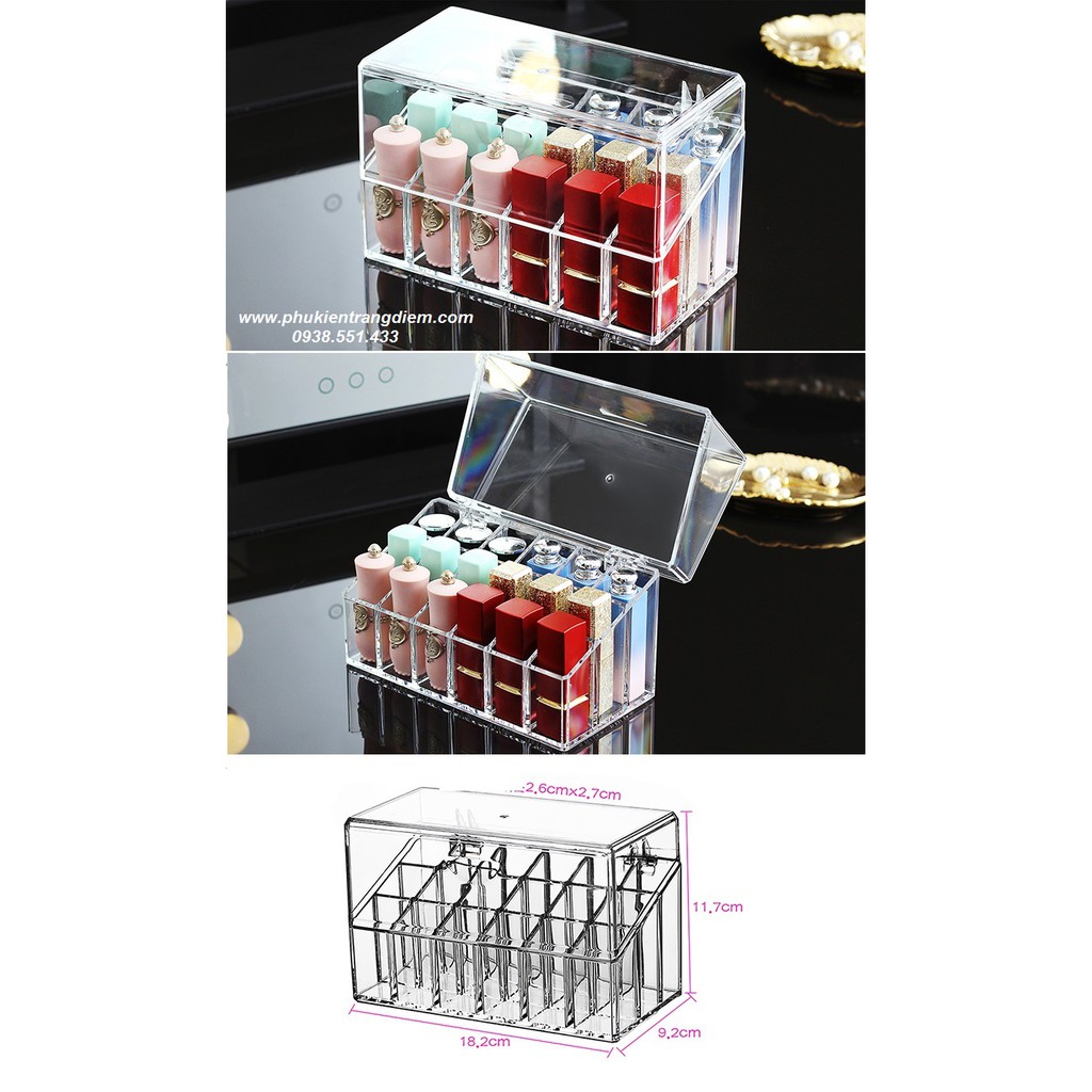 Hộp Đựng Son Có Nắp - 18 Ô