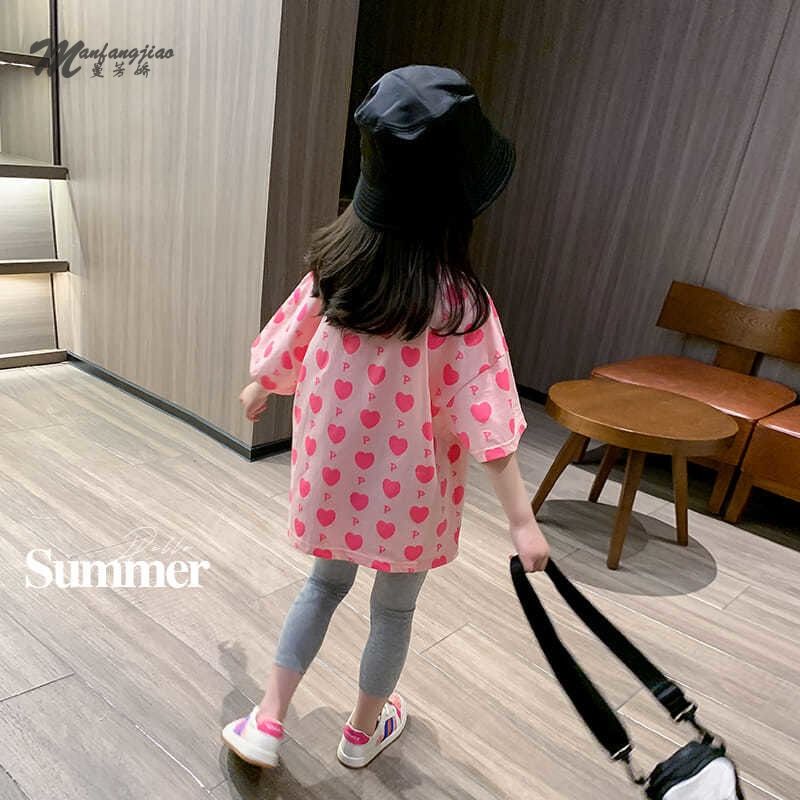 Áo Thun Tay Ngắn In Họa Tiết Trái Tim Dễ Thương Thời Trang Mùa Hè Cho Nữ