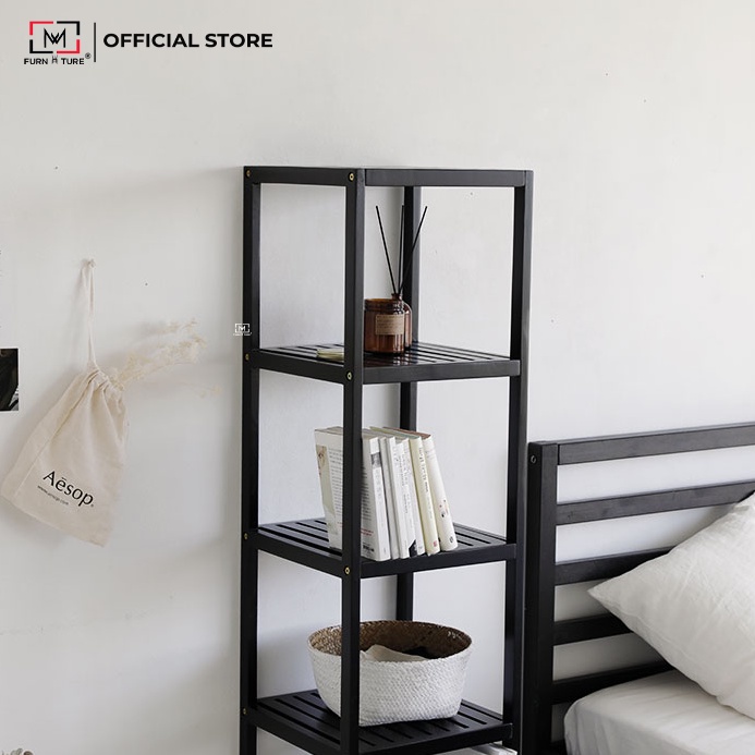 Kệ gỗ trang trí đa năng hình vuông 5 tầng màu đen - MW FURNITURE - Nội thất trang trí