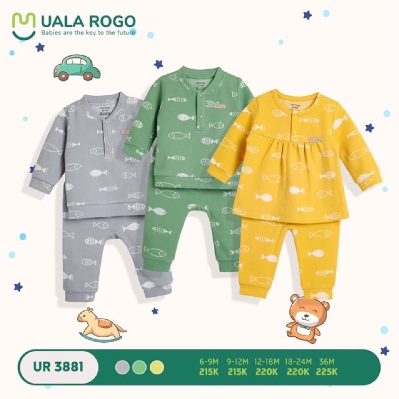 bộ quần áo dài tay hoạ tiết cá